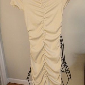 H&M Gathered Bodycon Dress Cream Color Size XS
